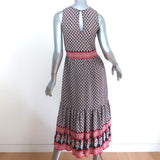 Ulla Johnson Midi Dress Oona Dark Indian Floral Print Smocked Silk Size 2