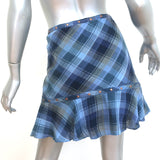 Veronica Beard Parris Ruffled Mini Skirt Blue Plaid Size 10