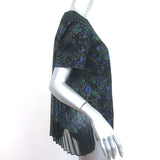 Sacai Pleated-Back Short Sleeve Top Black Floral Print Cotton & Georgette Size 3