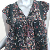 Ulla Johnson Tassel Top Posy Black Printed Silk Size 2 Sleeveless Blouse