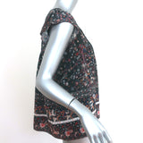 Ulla Johnson Tassel Top Posy Black Printed Silk Size 2 Sleeveless Blouse