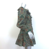 Ulla Johnson Caris Puff Sleeve Mini Dress Spruce Floral Ruffled Cotton Size 2