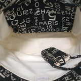 Chanel 2002 31 Rue Cambon Beach Tote Black Printed Canvas Large Shoulder Bag