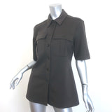 Sportmax Short Sleeve Safari Shirt Dark Brown Stretch Jersey Size Medium