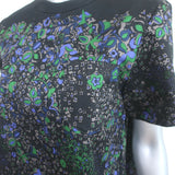Sacai Pleated-Back Short Sleeve Top Black Floral Print Cotton & Georgette Size 3