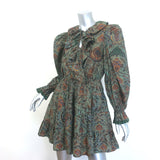 Ulla Johnson Caris Puff Sleeve Mini Dress Spruce Floral Ruffled Cotton Size 2