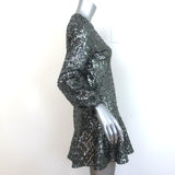 Alexis Renada Sequin Long Sleeve Mini Dress Gunmetal Size Small