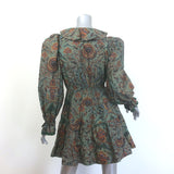 Ulla Johnson Caris Puff Sleeve Mini Dress Spruce Floral Ruffled Cotton Size 2