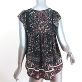 Ulla Johnson Tassel Top Posy Black Printed Silk Size 2 Sleeveless Blouse