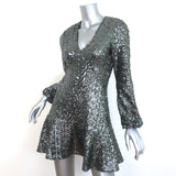 Alexis Renada Sequin Long Sleeve Mini Dress Gunmetal Size Small