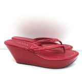 Prada Platform Thong Wedge Sandals Red Patent Leather Size 39.5