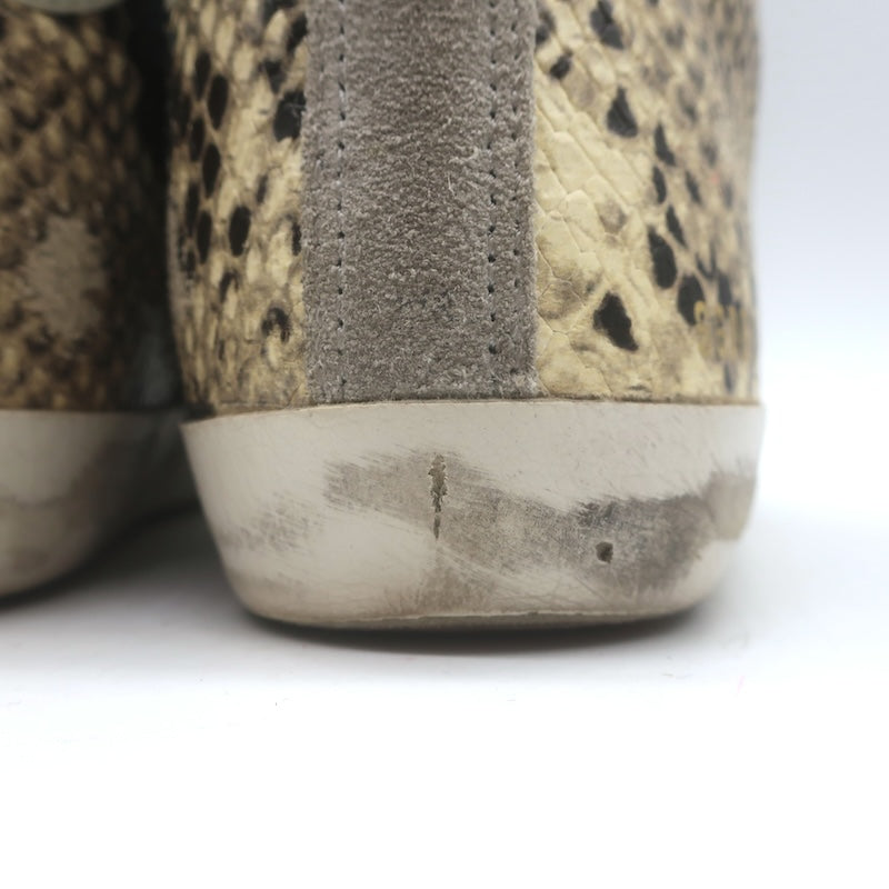 Golden Goose Francy Snake-Embossed High Top Sneakers Cream/Gray Size 37