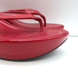 Prada Platform Thong Wedge Sandals Red Patent Leather Size 39.5