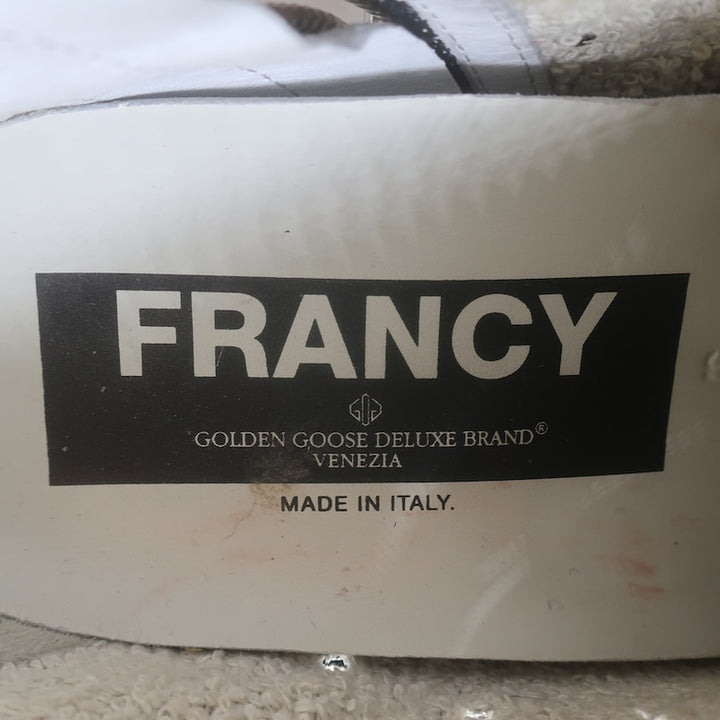 Golden Goose Francy Snake-Embossed High Top Sneakers Cream/Gray Size 37