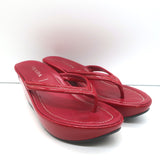 Prada Platform Thong Wedge Sandals Red Patent Leather Size 39.5