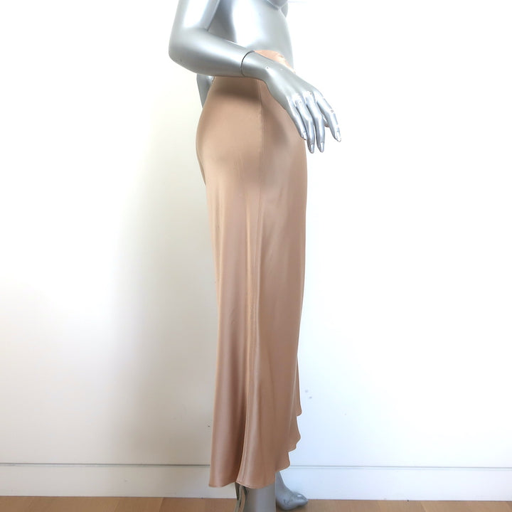 Sablyn Miranda Bias Cut Midi Skirt Nude Silk Satin Size Small