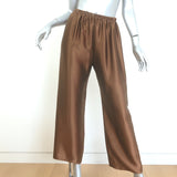 Peter Cohen Hammered Silk Blouse & Cropped Pull-On Pants Set Brown Size Medium