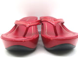 Prada Platform Thong Wedge Sandals Red Patent Leather Size 39.5