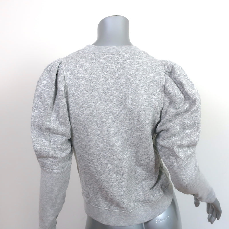 Ulla Johnson Puff Sleeve Sweatshirt Philo Heather Gray Cotton Size Small