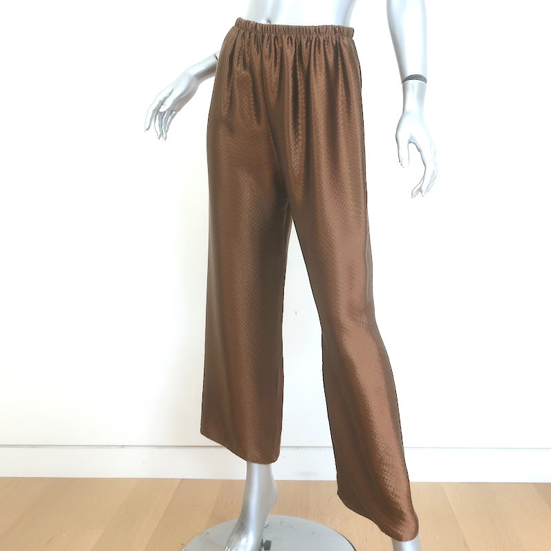Peter Cohen Hammered Silk Blouse &amp; Cropped Pull-On Pants Set Brown Size Medium