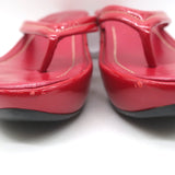 Prada Platform Thong Wedge Sandals Red Patent Leather Size 39.5