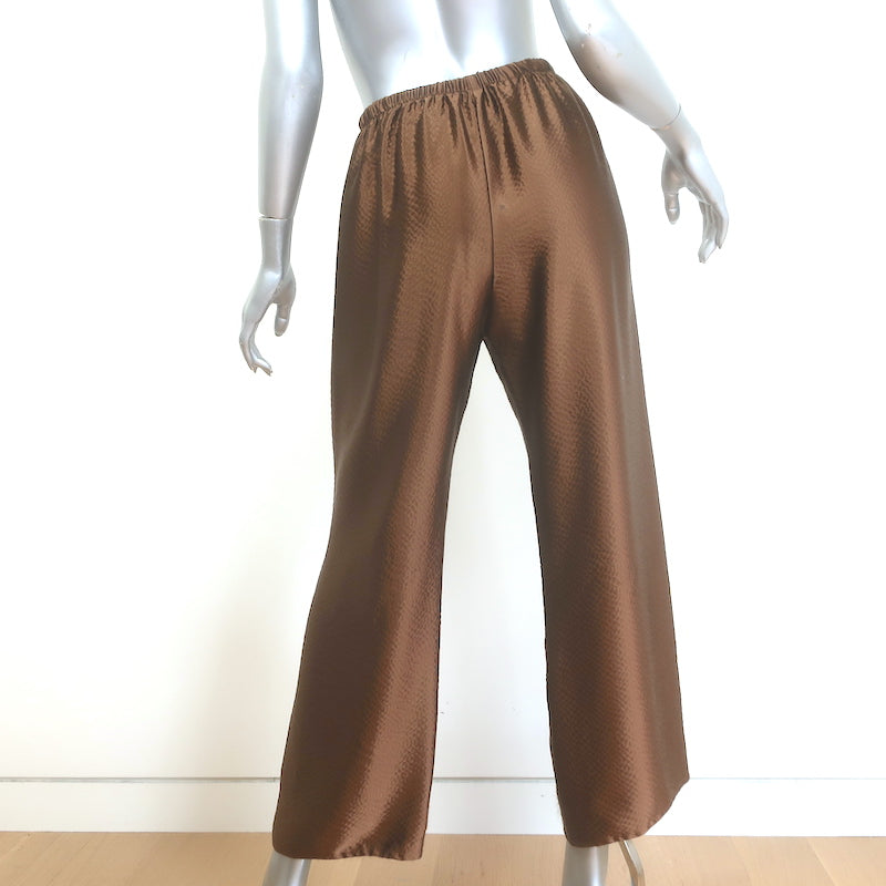 Peter Cohen Hammered Silk Blouse &amp; Cropped Pull-On Pants Set Brown Size Medium