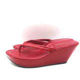 Prada Platform Thong Wedge Sandals Red Patent Leather Size 39.5