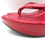 Prada Platform Thong Wedge Sandals Red Patent Leather Size 39.5