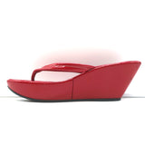 Prada Platform Thong Wedge Sandals Red Patent Leather Size 39.5