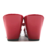 Prada Platform Thong Wedge Sandals Red Patent Leather Size 39.5