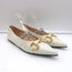 Gucci Deva Chain Strap Horsebit Ballet Flats Ivory Leather Size 39.5