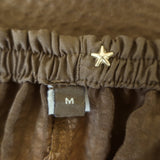 Peter Cohen Hammered Silk Blouse & Cropped Pull-On Pants Set Brown Size Medium