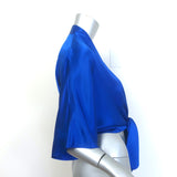 The Sei Dolman Tie-Front Blouse Electric Blue Silk Satin Size 0