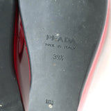 Prada Platform Thong Wedge Sandals Red Patent Leather Size 39.5