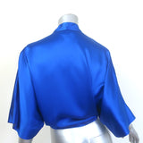 The Sei Dolman Tie-Front Blouse Electric Blue Silk Satin Size 0