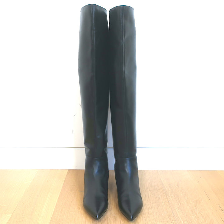 Louis Vuitton Thigh High Flat Boots Black &amp; White Leather Size 38