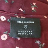 Ulla Johnson Sleeveless Midi Dress Leena Bordeaux Embroidered Chiffon Size 0