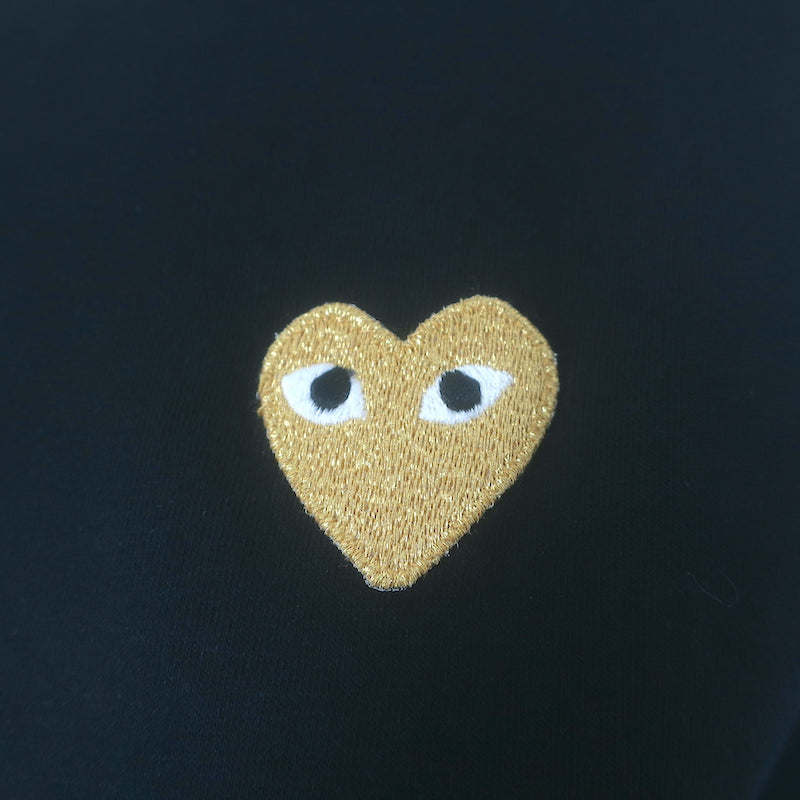 PLAY Comme des Garcons Gold Heart T-Shirt Black Cotton Size Small NEW