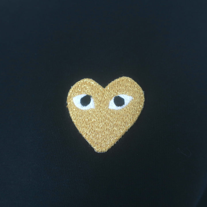 PLAY Comme des Garcons Gold Heart T-Shirt Black Cotton Size Small NEW