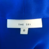 The Sei Dolman Tie-Front Blouse Electric Blue Silk Satin Size 0