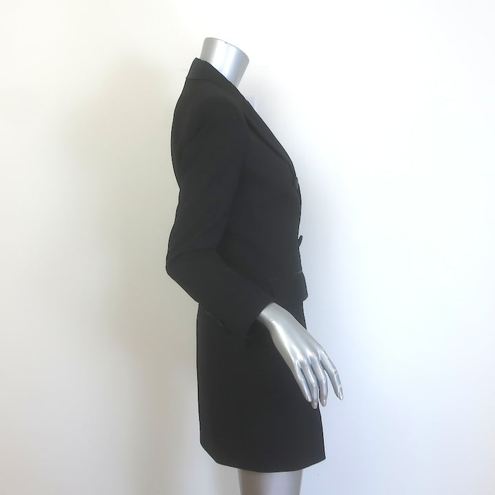 Veronica Beard Elianna Mini Blazer Dress Black Satin-Trim Stretch Suiting Size 4
