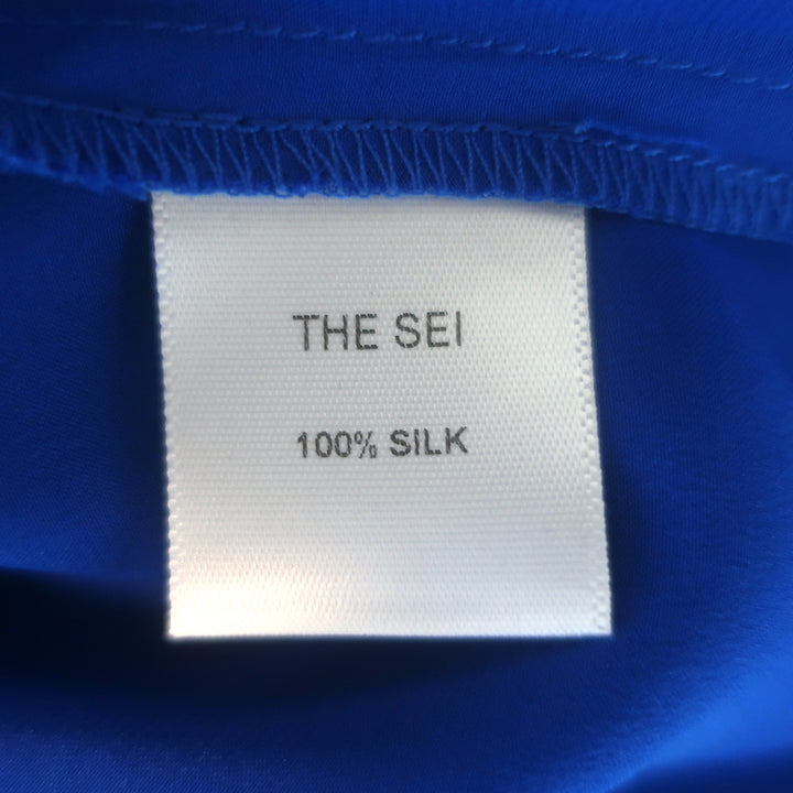 The Sei Dolman Tie-Front Blouse Electric Blue Silk Satin Size 0
