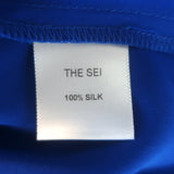 The Sei Dolman Tie-Front Blouse Electric Blue Silk Satin Size 0