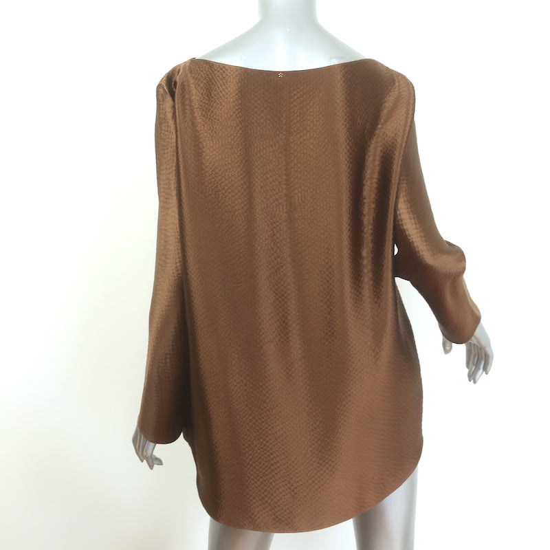 Peter Cohen Hammered Silk Blouse &amp; Cropped Pull-On Pants Set Brown Size Medium
