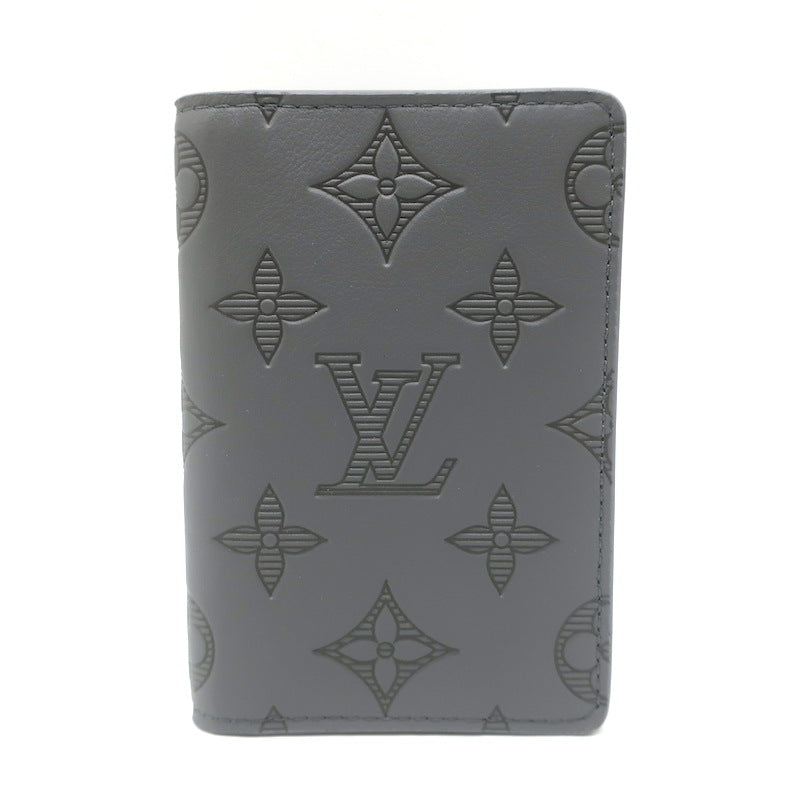 Louis Vuitton Monogram Shadow Pocket Organizer Wallet Gray Leather NEW