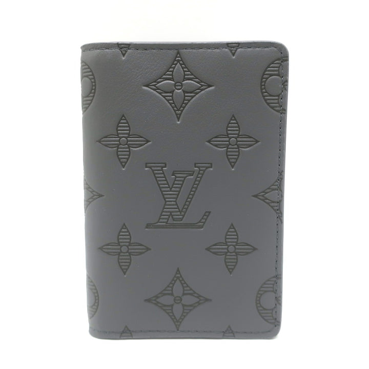 Louis Vuitton Monogram Shadow Pocket Organizer Wallet Gray Leather NEW