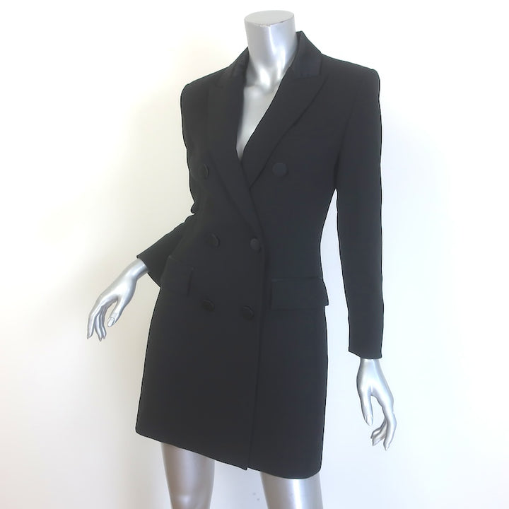 Veronica Beard Elianna Mini Blazer Dress Black Satin-Trim Stretch Suiting Size 4