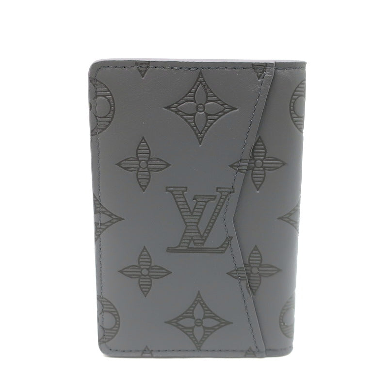 Louis Vuitton Monogram Shadow Pocket Organizer Wallet Gray Leather NEW