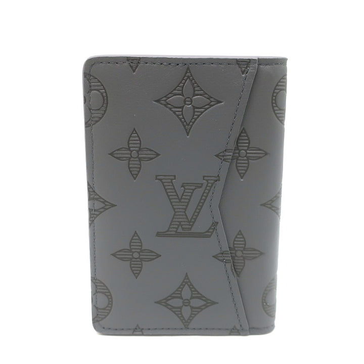 Louis Vuitton Monogram Shadow Pocket Organizer Wallet Gray Leather NEW