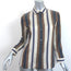 The Row Striped Shirt Jorty Brown/Cream Silk Size 8 Long Sleeve Blouse